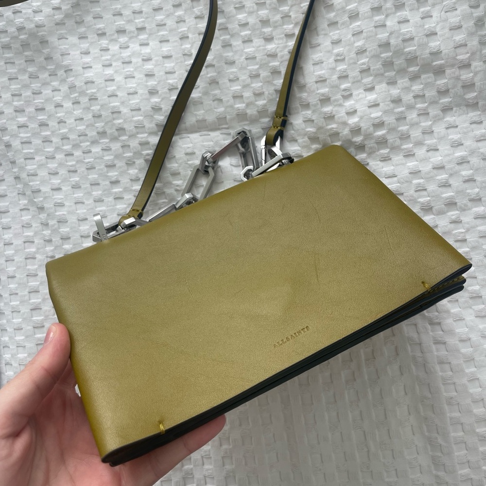 All Saints Yua Leather Removable Chain Clutch Bag - Picture 14 of 15